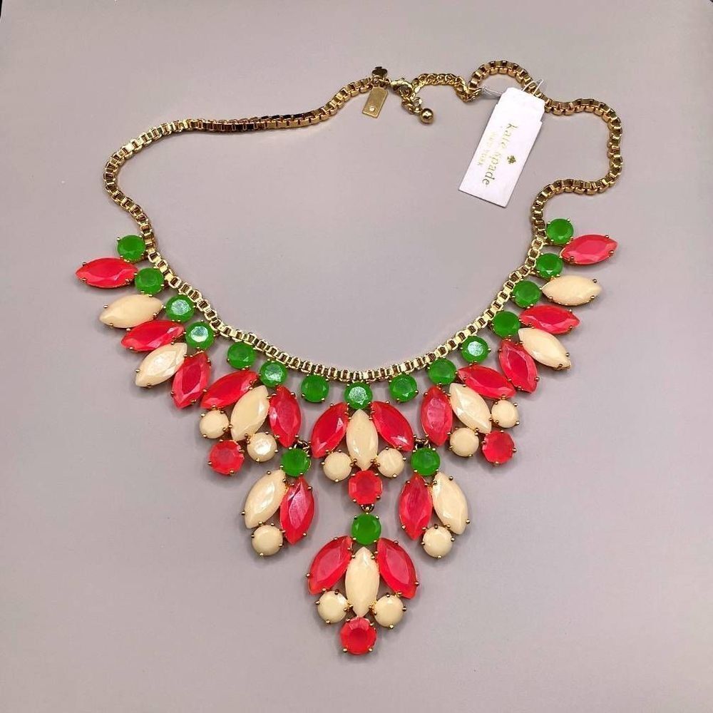 NWT Kate Spade Marquee Gold Plated Statement Necklace